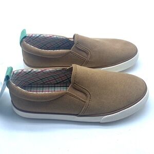 This is a pair of Cat & Jack Keagan slip-on sneakers in a brown